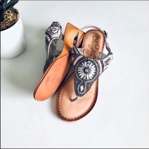 Naughty Monkey Glam Rhinestone Thong Wedge Sandal